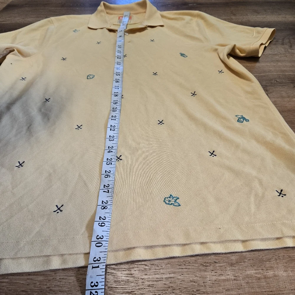 Nike Men's Golf Polo Shirt Light Yellow with Blue Embroidered Clubs Size Large